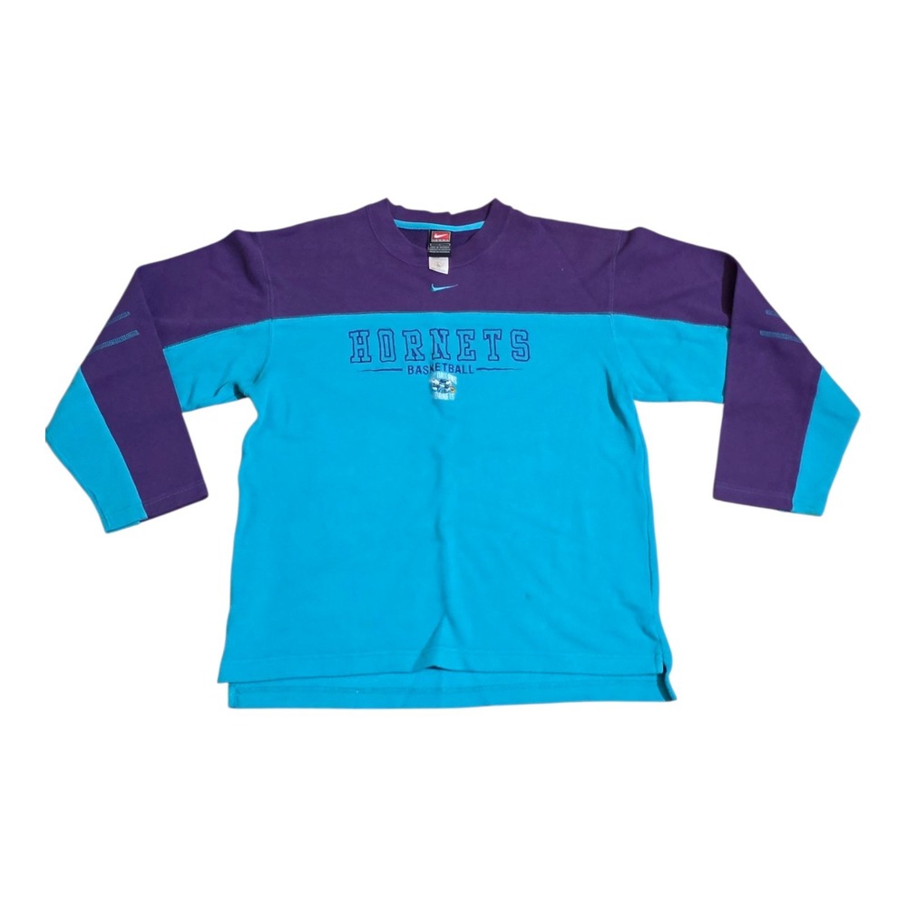 Vintage Nike Charlotte Hornets Basketball Colorblock Long Sleeve Shirt Youth B26